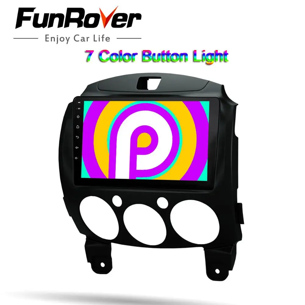 Top FUNROVER android 9.0 2.5D+IPS car dvd multimedia player For Mazda 2 Mazda2 2007-2014 radio gps navigation navi stereo DSP RDS BT 4