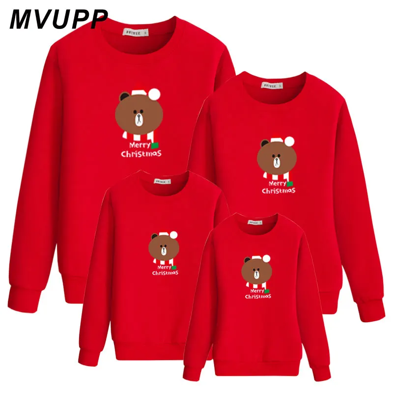 

Bear Style family matching clothes daddy mommy and me baby sweatshirt kids dresses for girls christmas sweater Autumn Winter nmd