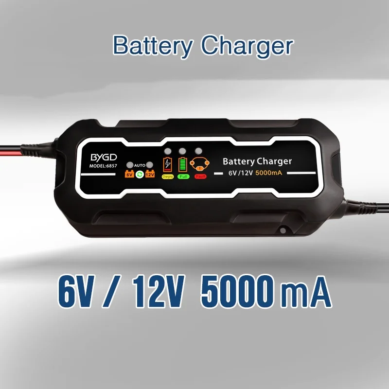 Smart Car Battery Charger 12V/6V 5A Portable Battery Quick Charger For Auto Motorcycle Lead Acid Batteries Battery Maintainer