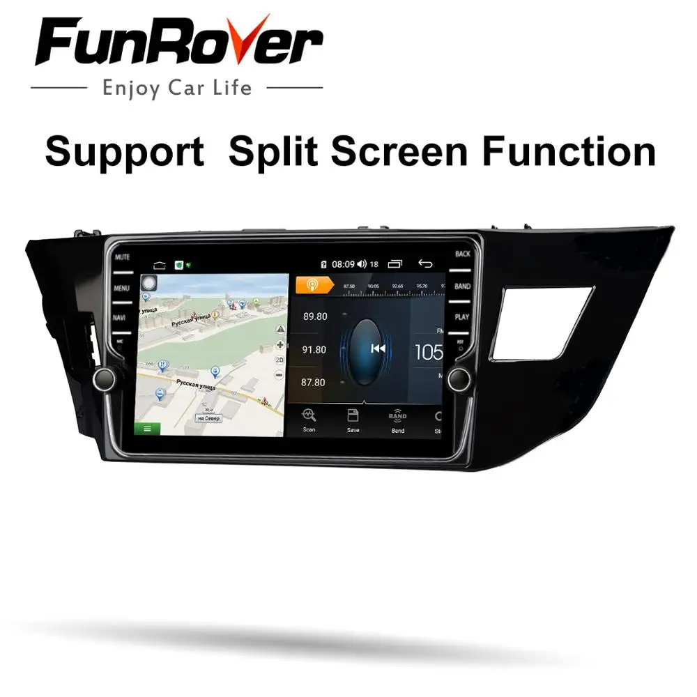 Top Funrover 9" android 9.0 2 din Car Radio Multimedia Player For toyota corolla 2013 2014 2015 dvd gps navigation DSP 4G 64G SIM BT 3