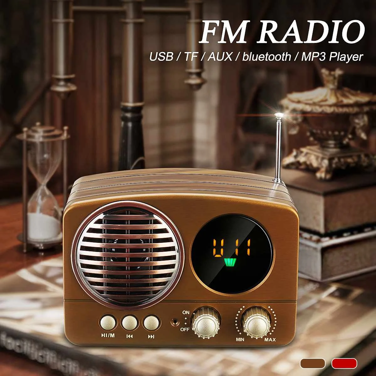 

Portable Retro Stereo Wireless Radio Speaker bluetooth Headset FM USB AUX TF Card MP3 Phone Multimedia Music Receiver Player