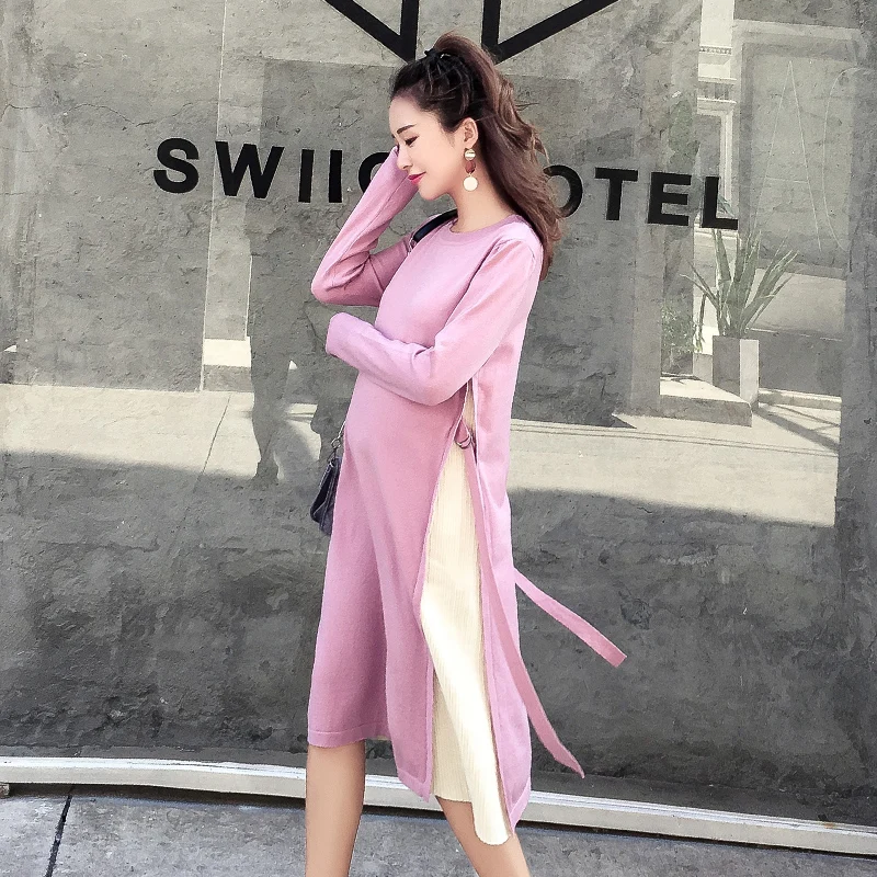 

Pengpious spring new loose knitting women pleated dress