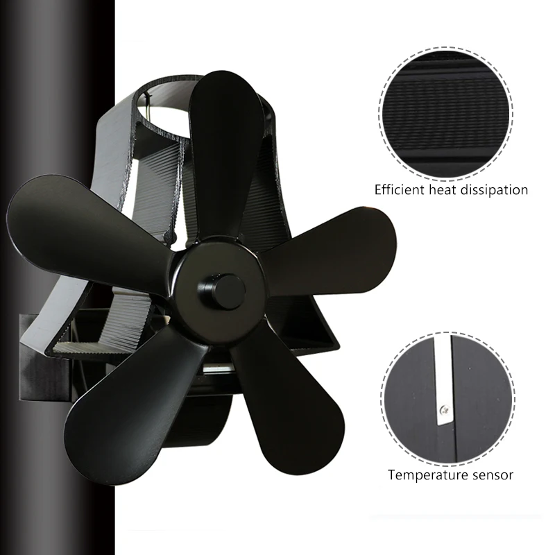 

Wall Hanging Stove Fan 5 Blade Heat Fireplace Fan Powered Stove Fan komin Wood Burner Eco Friendly Quiet Fan Heat Distribution