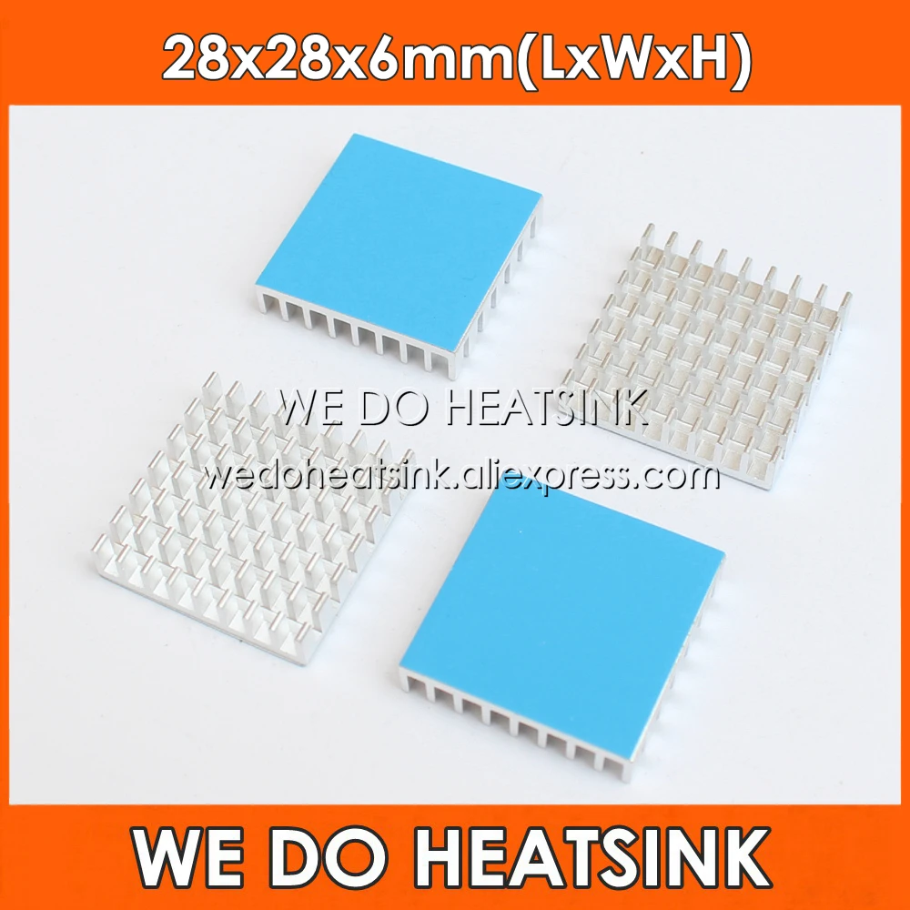 

WE DO HEATSINK 5pcs 28*28*6mm Aluminum Slotted Heatsink Radiator Heat Sink Cooler With Thermal Adhesive Double Sided Tapes Pad