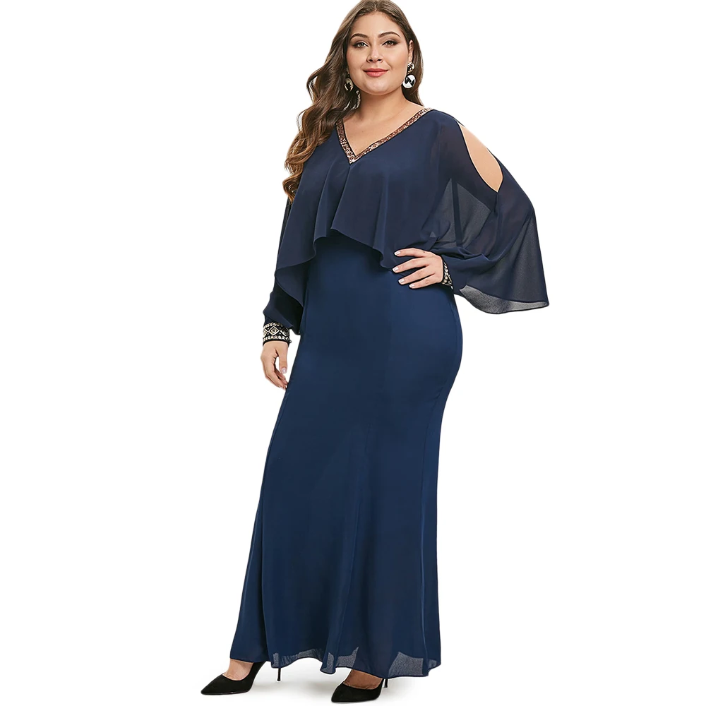 Casual maxi dresses with long sleeves and sequin dress size