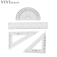 4 шт./компл. качество Управление студентов школьные канцелярские принадлежности доступная студент математика в виде геометрических фигур Канцелярский набор линеек квадраты транспортир