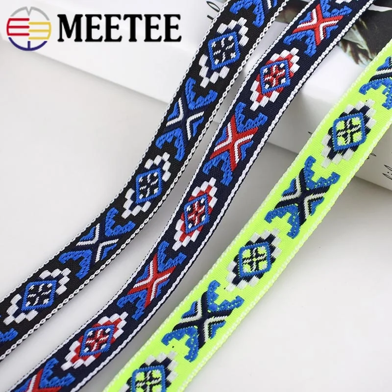 

Meetee 10yards 2cm Jacquard Embroidery Webbing Ribbon National Lace DIY Hand Sewing Bag Clothing Home Jewelry Accessories BD444