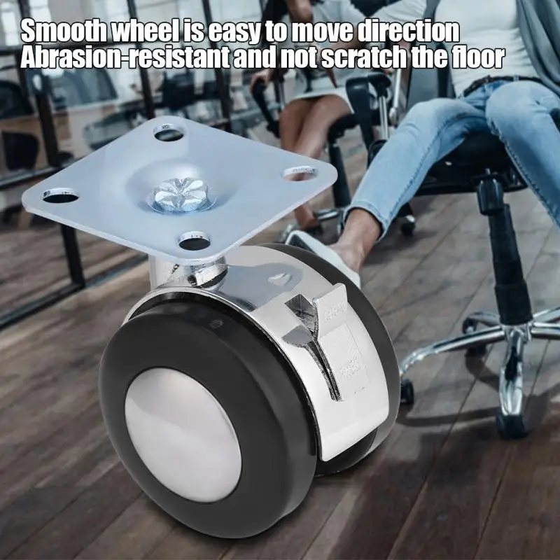 Flexible Smooth Low Profile Casters Furniture Wheel Soft Rubber Swivel