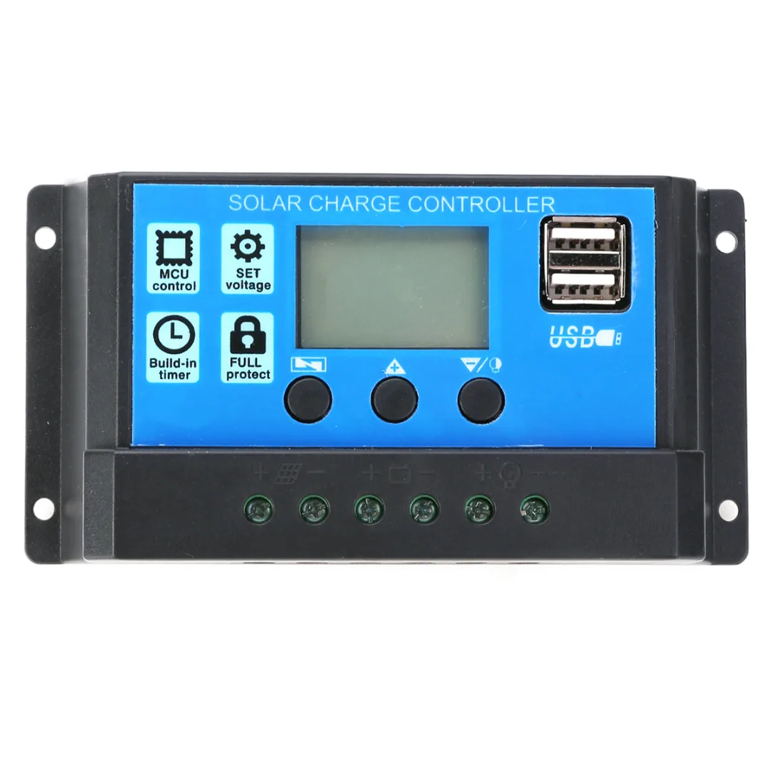 

10A 20A 30A 12V/24V Solar Charge Controller Panel Regulator With Dual USB LCD Display PWM Battery Charging for Home Industrial