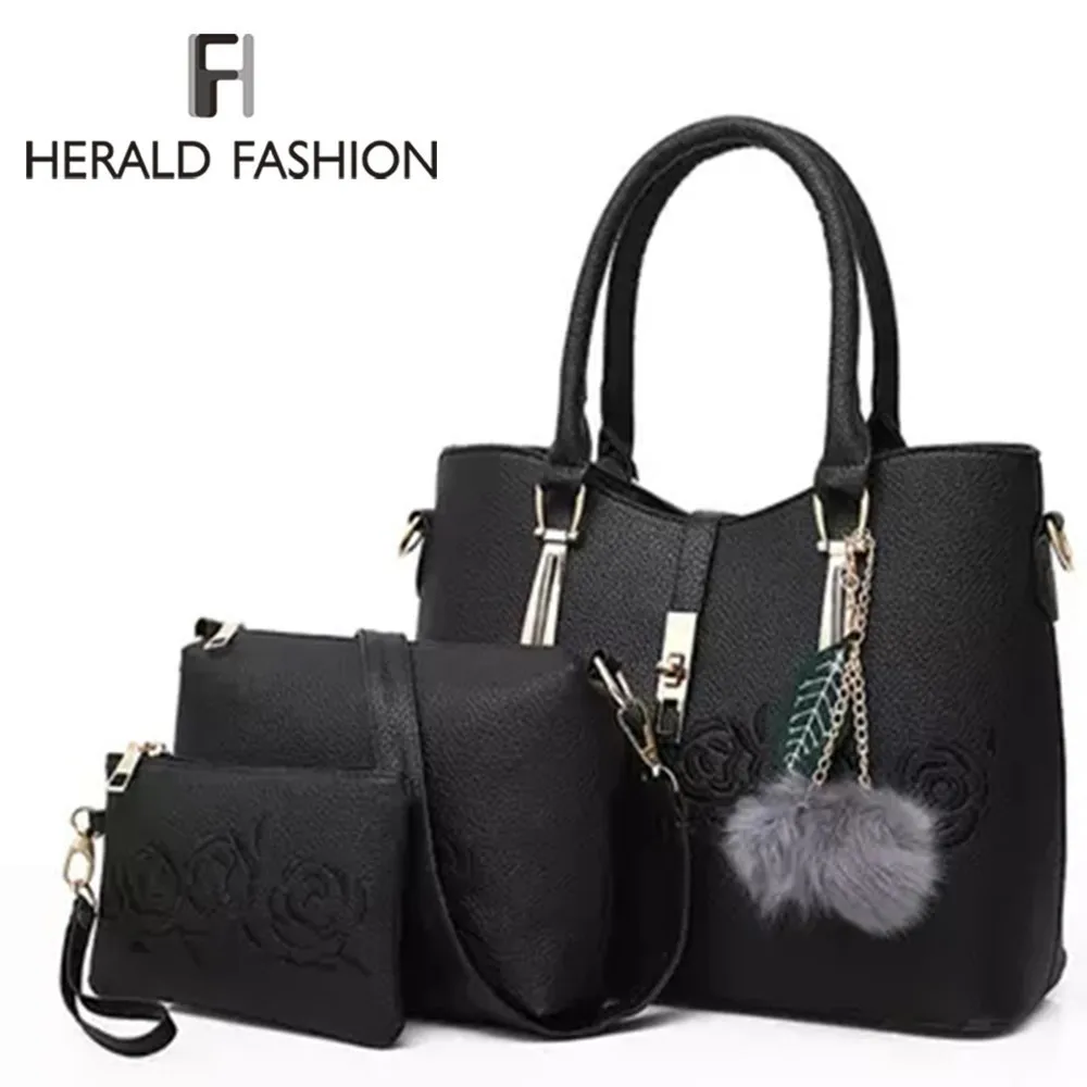 

Herald Fashion Quality Leather Handbags 3pcs Women Bags Female Shoulder Bag Casual Tote Ladies' Messenger Bag Bolsas Feminina