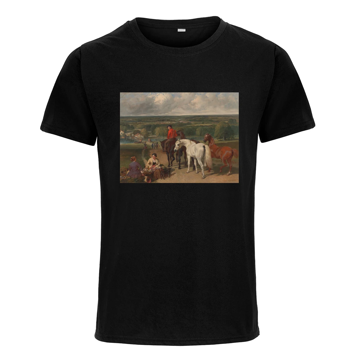 

Horse Riding Country Road Oil Painting Women/Men's T-shirt Short Sleeve Tops Tee