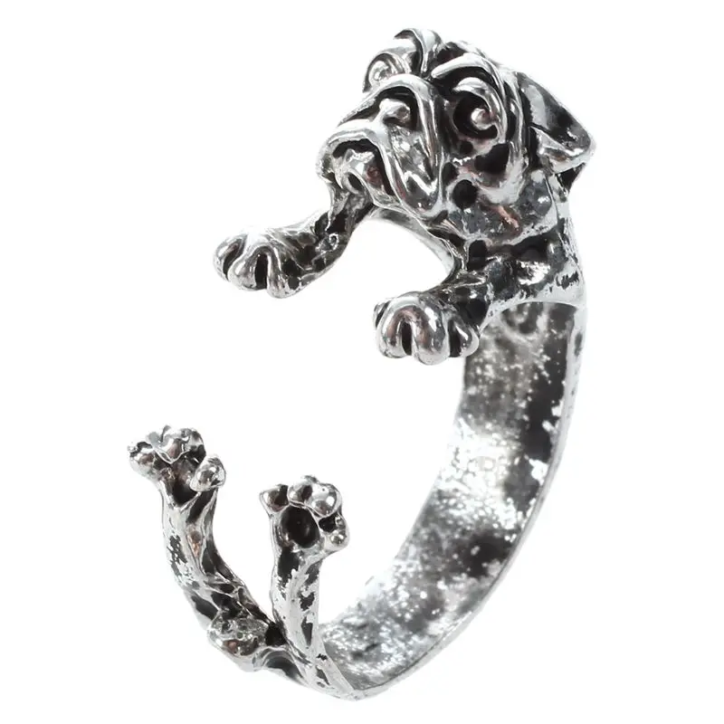 

Pug dog wrap-around ring Silver