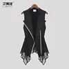 #0725 Summer Black Asymmetrical Chiffon Waistcoat For Women Vest Coat Sleeveless Jacket Plus Size Short Female Vest With Zipper ► Photo 1/4