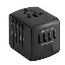 Universal Travel Charger Adapter 4 USB Part and Type-c Adapter Worldwide Electrical Socket US UK EU AU International Travel Plug