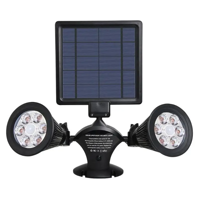 

VKTECH Solar LED Light Motion Sensor Double Head Spotlights Outdoor Waterproof Garden Courtyard Rural Street Lights Wall Lamp