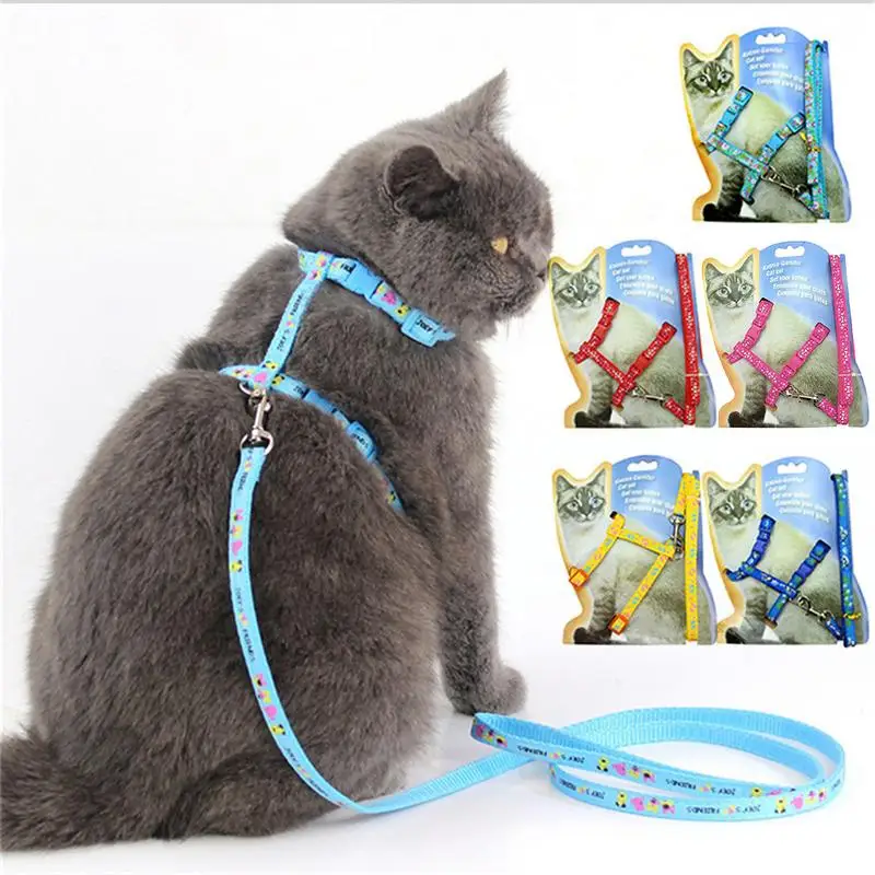 

Cat Harness And Leash Nylon Material For Animals Adjustable Printed Pattern Pet Traction Harness Belt Cat Kitten Halter Collar