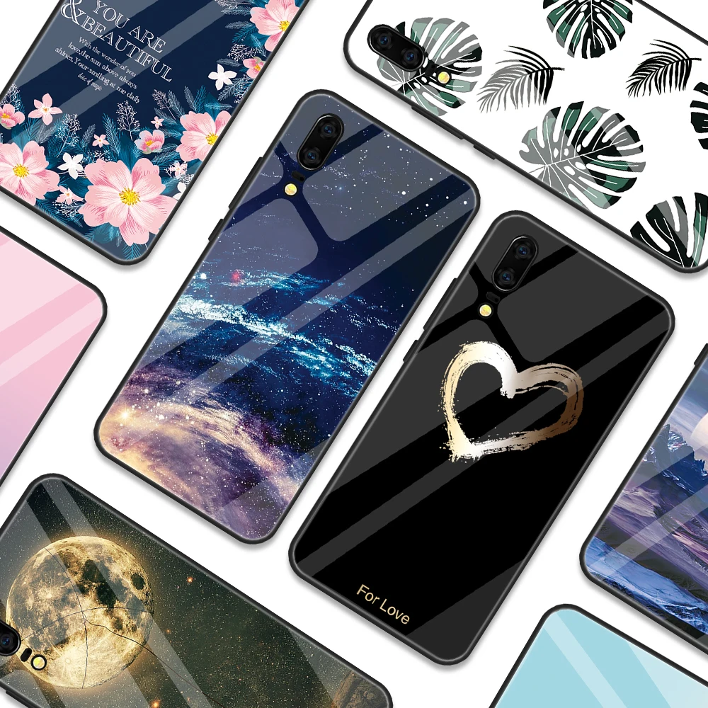

Tempered Glass Phone Case On For Huawei Honor 10 8X Nova 3 3i Pattern Case For Huawei Mate 20 P20 Pro Mate 10 Lite Printing Case