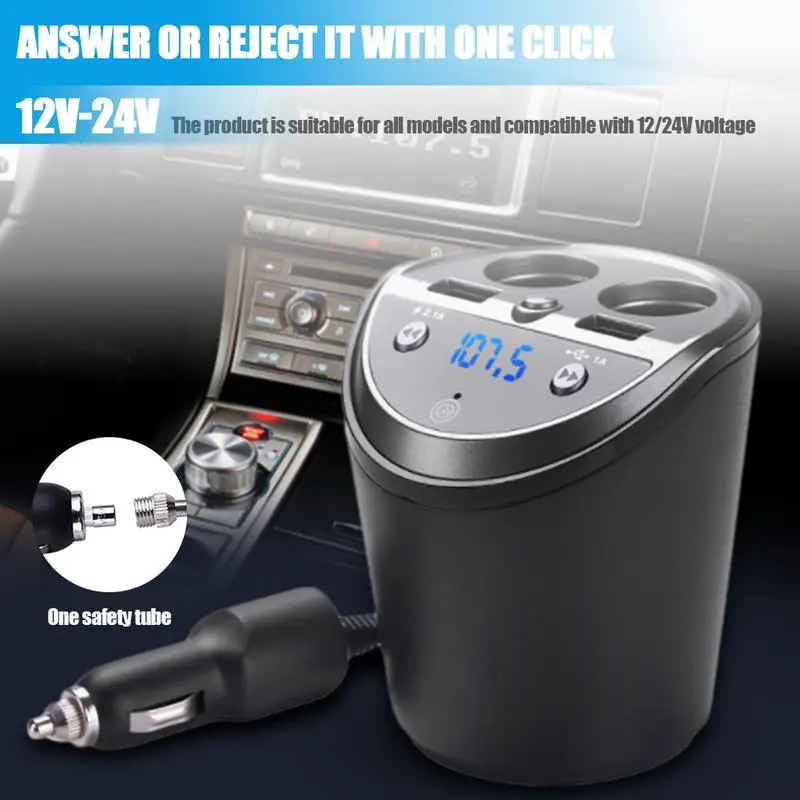 

Car Charger Cupped Bluetooth Handsfree Voice Navigation MP3 Dual USB 2 in 1 Cigarette Lighter Adapter fir All Vehicles