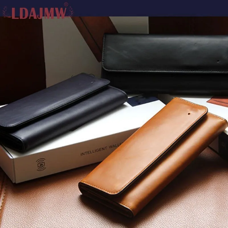 

Smart Bluetooth Link Solid Color Long Men's Wallet First Layer Leather Prevention Loss Men's Casual Clutch Multifunction Wallet