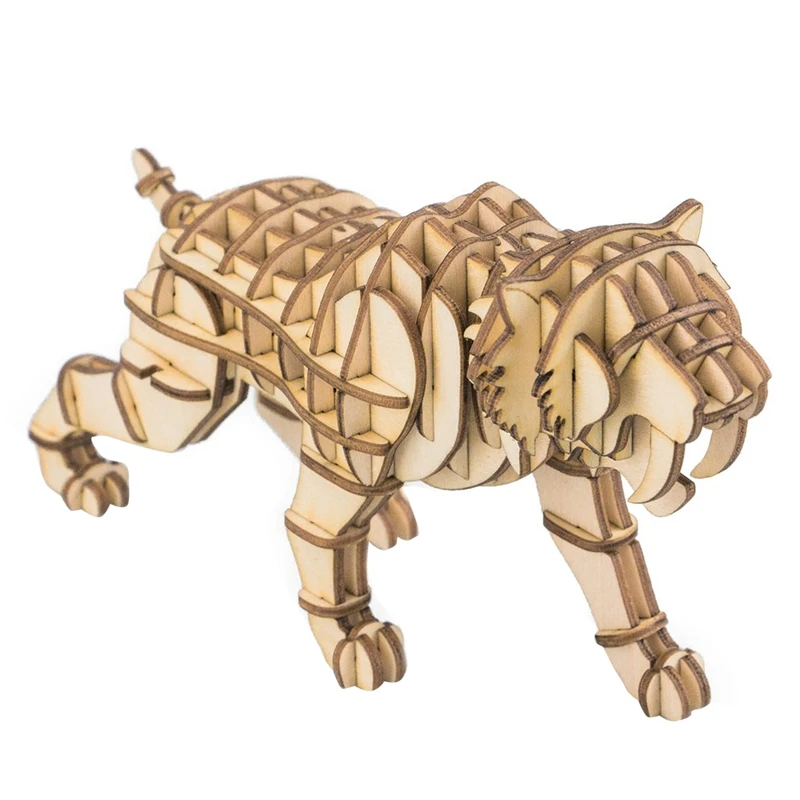 Robotime 3D Wooden Puzzle Game Toys Hobbies Model Building Kits For Children Educational Baby And Toddler Popular Toys Tiger T