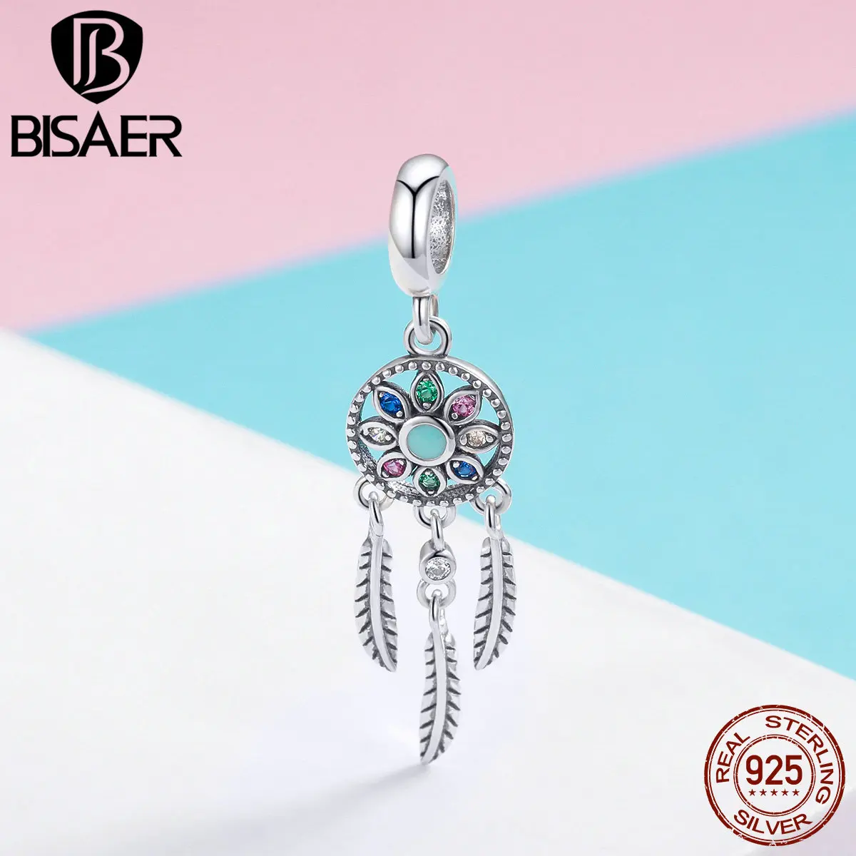 

BISAER 925 Sterling Silver Bohemia Dream Catcher Vintage Charms Beads fit Bracelet Beads for Silver 925 Jewelry Making ECC961
