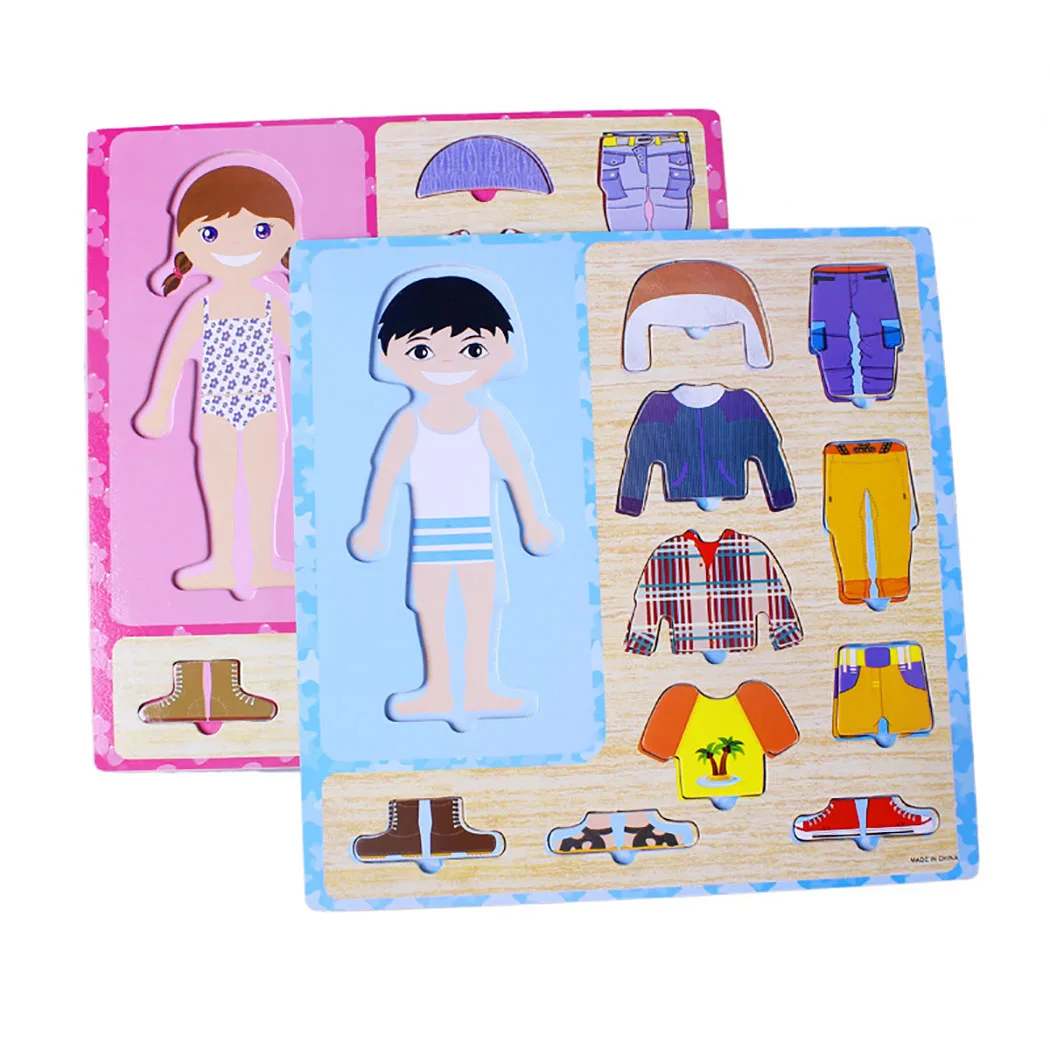 

2 Sets Kids Jigsaw Puzzle Creative Clothes Changing Puzzle Game Educational Toy