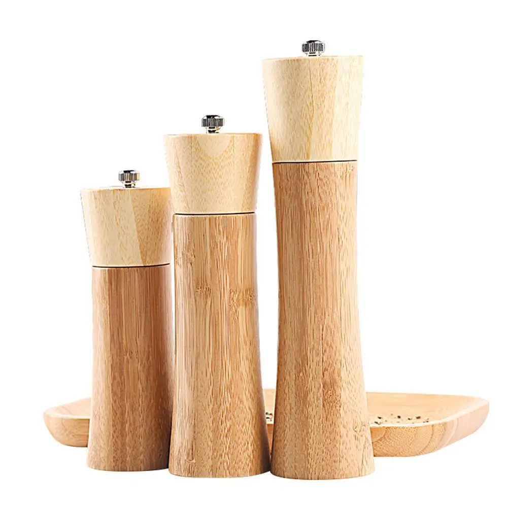 

Manually Solid Wood Salt Pepper Grinder Strong Adjustable Ceramic Grinder With Mill Tray Non-Toxic Kitchen Supplies