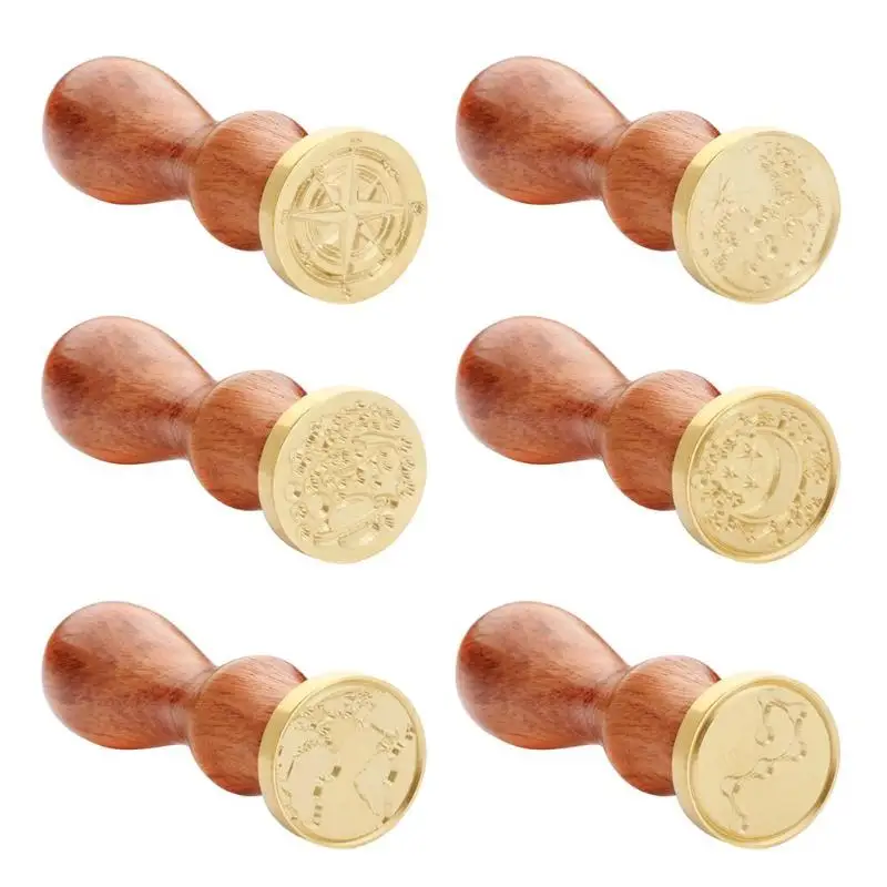 

World Map View Ancient Sealing Wax Stamps Wood Handle Craft Wax Seal Stamp