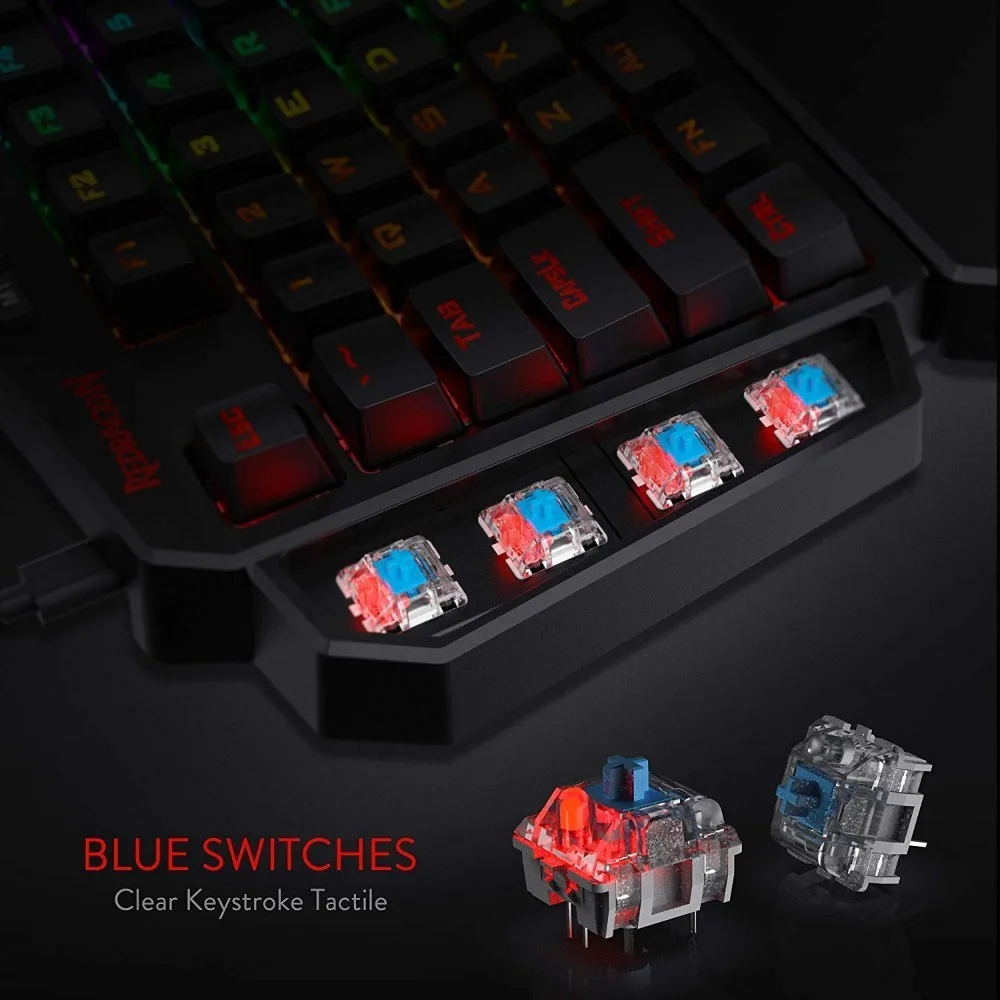 Механическая игровая клавиатура Redragon K585 DITI RGB с одной рукой 42 клавиши синий