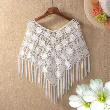

2019 summer coats ice silk sun protection clothing V-neck thin lace hook flower hollow small shawl cloak short coat
