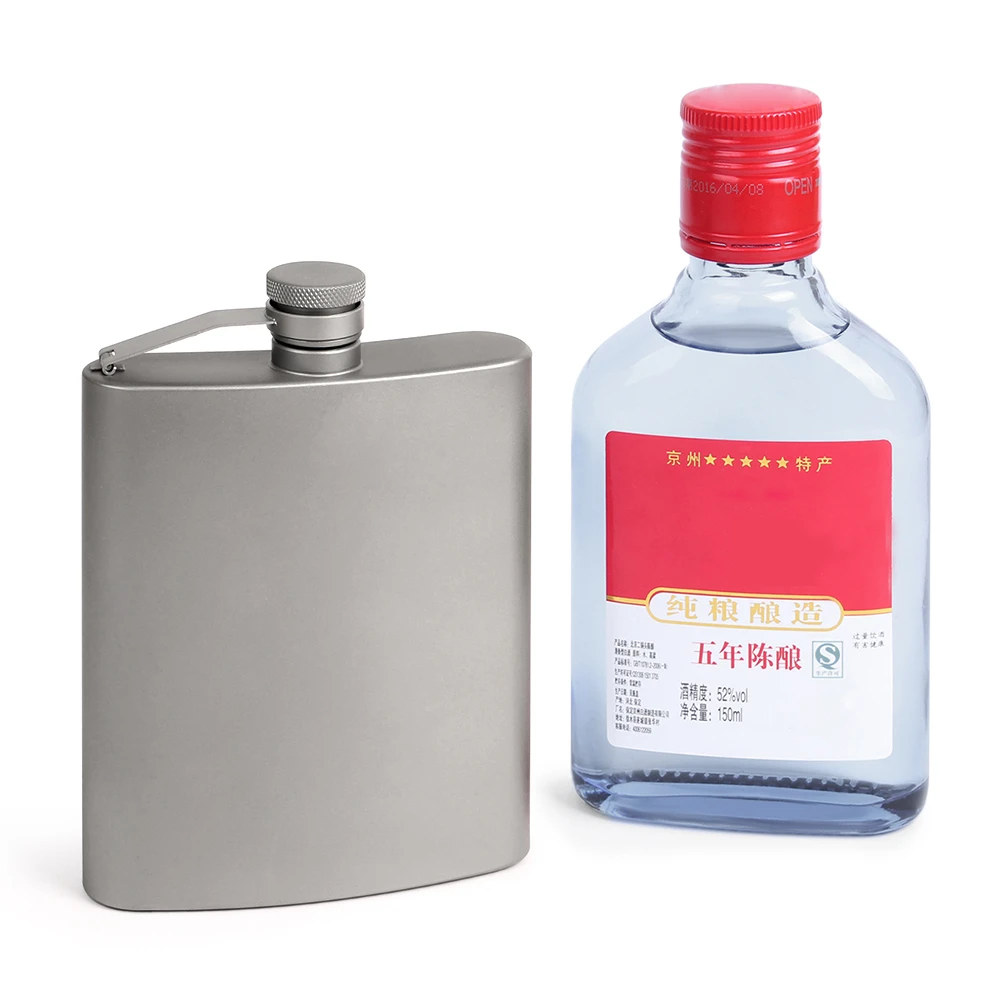 Details about / Titanium travel Flask Pocket Flagon Wine Flat bottle For outdoor Camping hiking