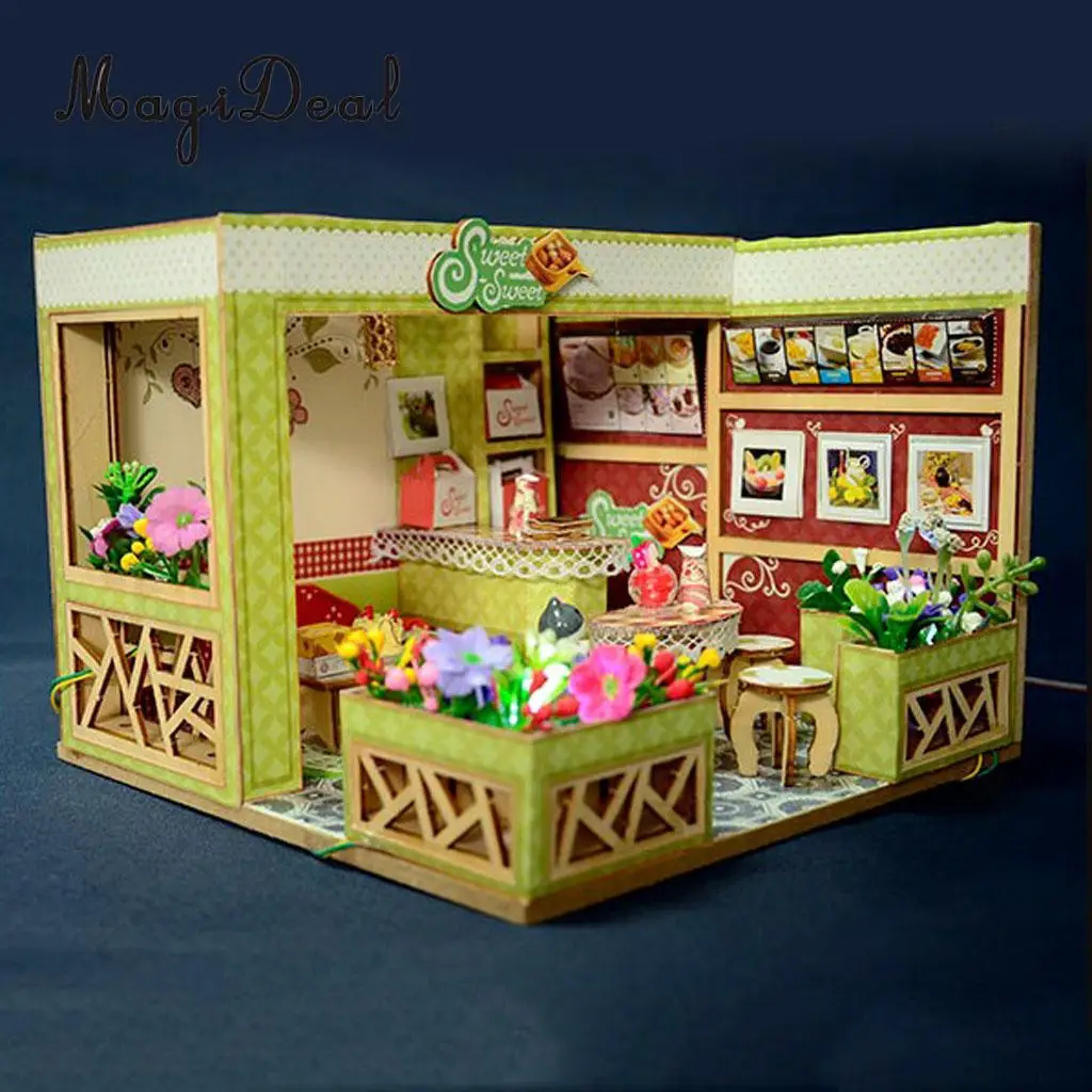 1:24 поделки миниатюрный проект деревянные куклы дом-расслабленный десертный магазин подарок