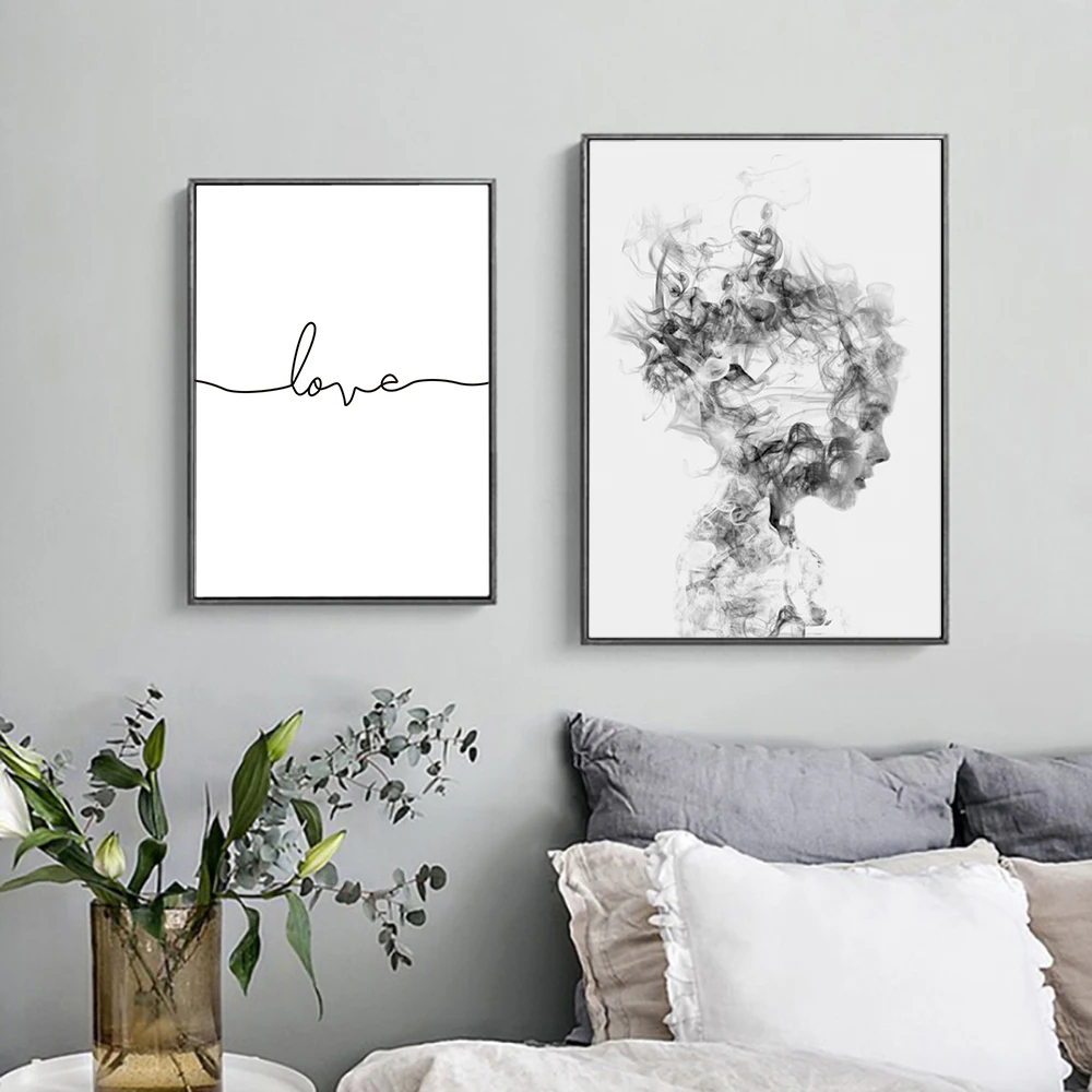 

LECHAO One Line Drawing Love Poster Abstract Portrait Modular Paintings on The Wall HD Picture Decor for Home Unframed