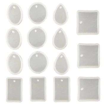 

15 Pack Silicone Resin Pendant Mould Jewellery Molds With Hanging Hole For Diy Jewelry Craft Making 5 Shapes
