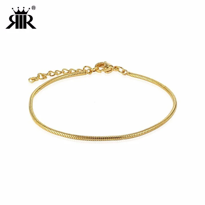 

RIR Stainless Steel Golden Trend Snake Chain Bracelet Minimalist Chain Style Ladies Bracelet Daily Jewellery Gift