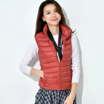 

2019 New Winter Vest Stand Collar Short Down Jacket Female White Duck Feather Simple Light And Thin Coat Women Plus Size HJ158