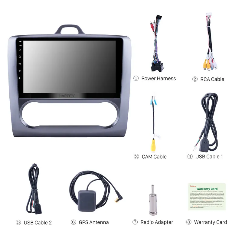 Cheap Harfey 9" HD Touchscrren Android 8.1 for Ford 2004-2011 Focus Exi AT Radio with GPS Navigation WIFI Bluetooth multimedia player 3