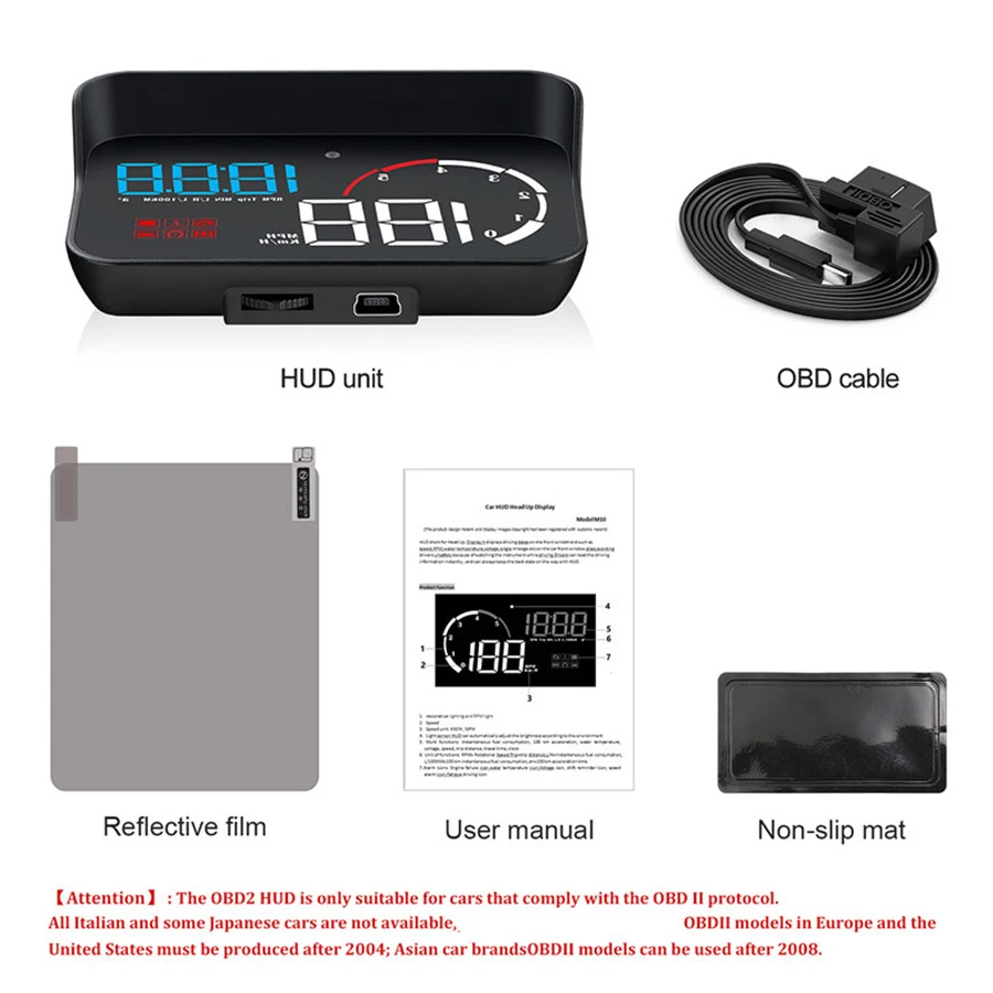 Автомобильный дисплей повышенной скорости HUD OBD2 Предупреждение об/мин