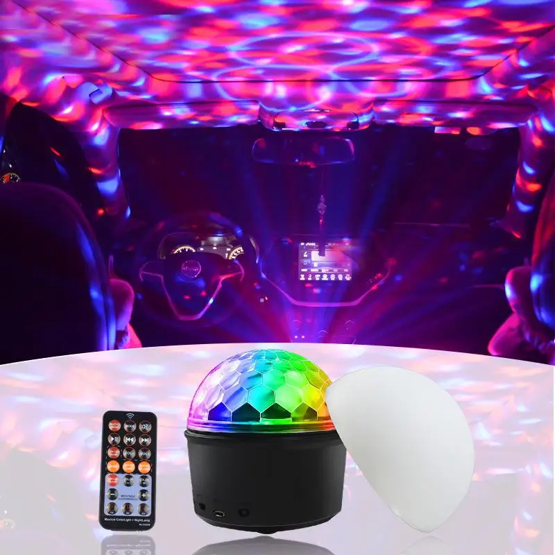 

SOLLED Bluetooth Activated 9 Colors LED Music Crystal Magic Ball Stage Light Lamp with Remote Control for Home Party Decoration