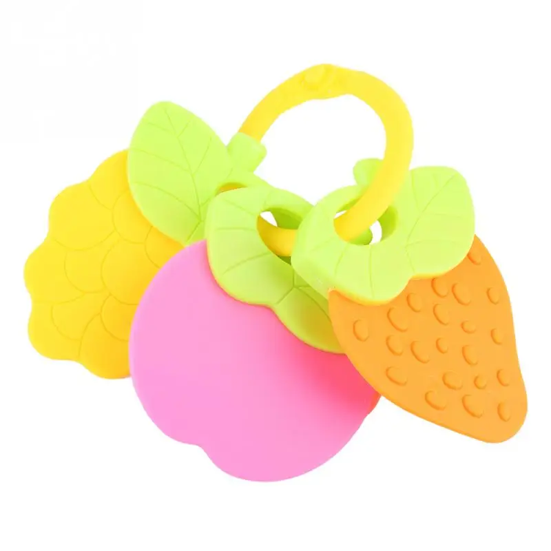 Baby Teether Toys Fruit Shape Soft Teething Chew Toys With Ring Baby