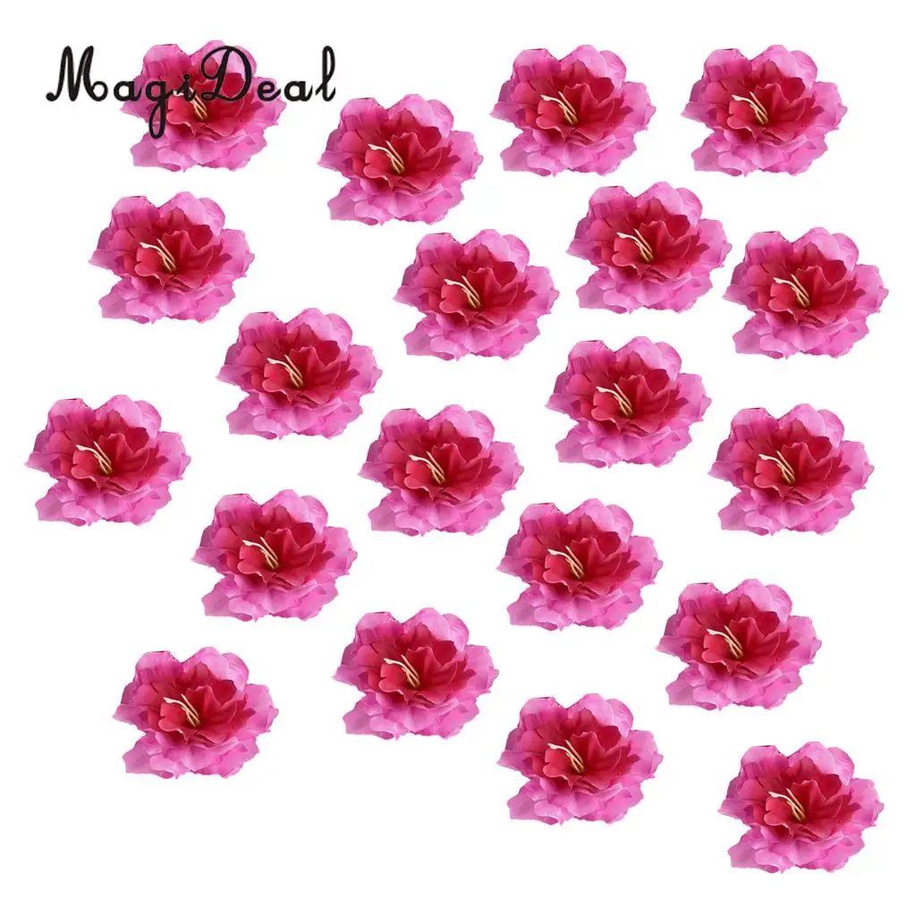 MagiDeal 20 шт. искусственный Шелковый цветок Роза Пион головки розово красные