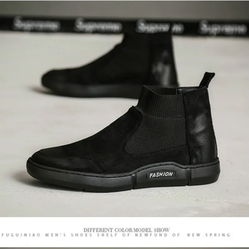JINBEILEE 2018 autumn and winter new high-top casual walking socks shoes Men's Chesil boots high-top shoes JINBEILEE 2018 autumn and winter new high-top casual walking socks shoes Men's Chesil boots high-top shoes