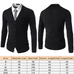 2019 новые модные стильные мужские Slim Fit Трикотажное изделие с вырезом в форме буквы V пуловер кардиган свитер