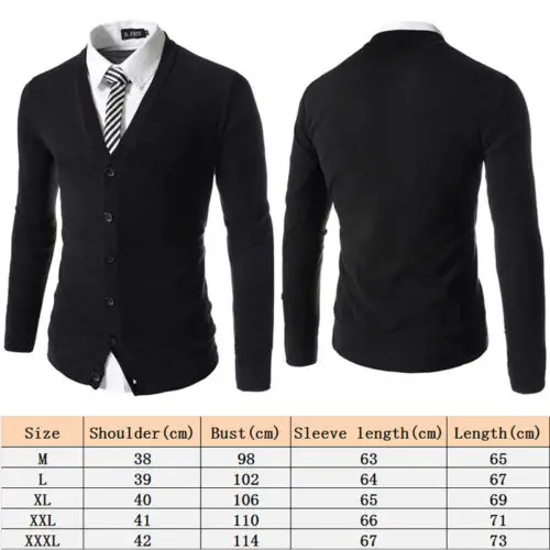 

2019 New Fashion Stylish Men's Slim Fit V-neck Knitwear Pullover Cardigan Sweater