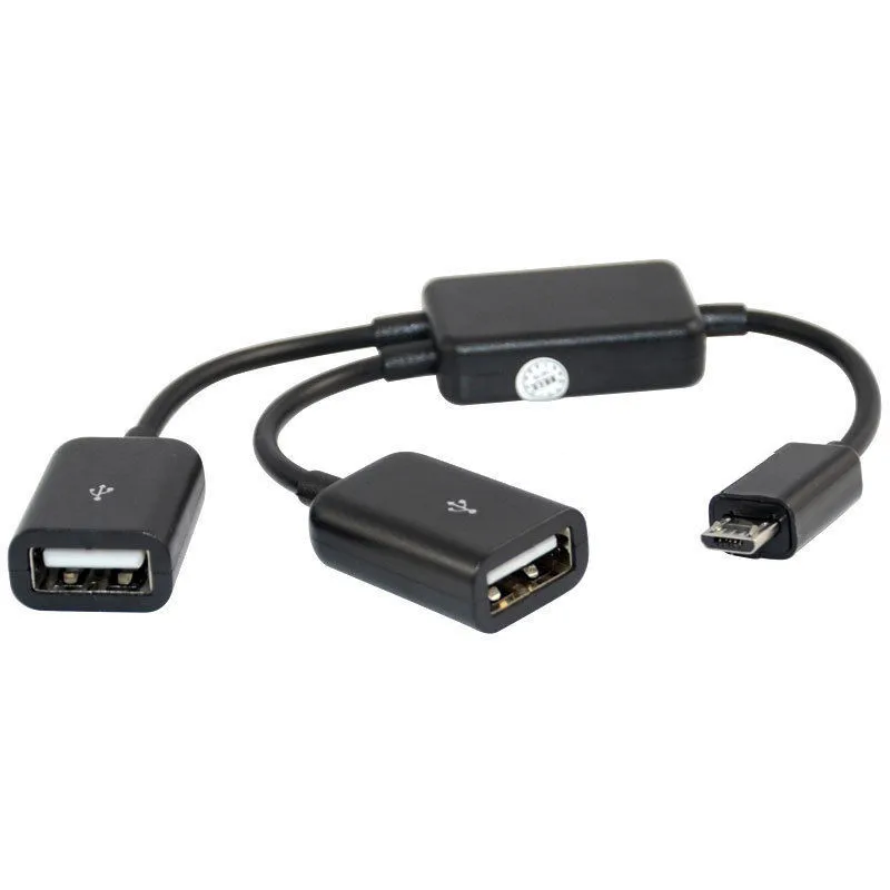 Micro USB Host Cable Micro USB Male to 2X Type A Dual USB Female OTG Adapter 3