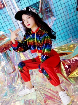 

Children's Jazz Costume Girls Hip Hop Dance Costume handsome stand drum sequins performance Costume