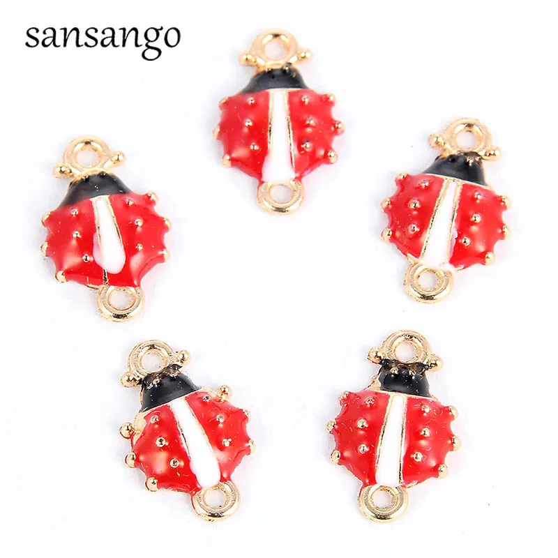 

10 Pcs Red Ladybug Alloy Connectors For Making Pendant Necklace Bracelet Charms Fashion Jewelry Accessories