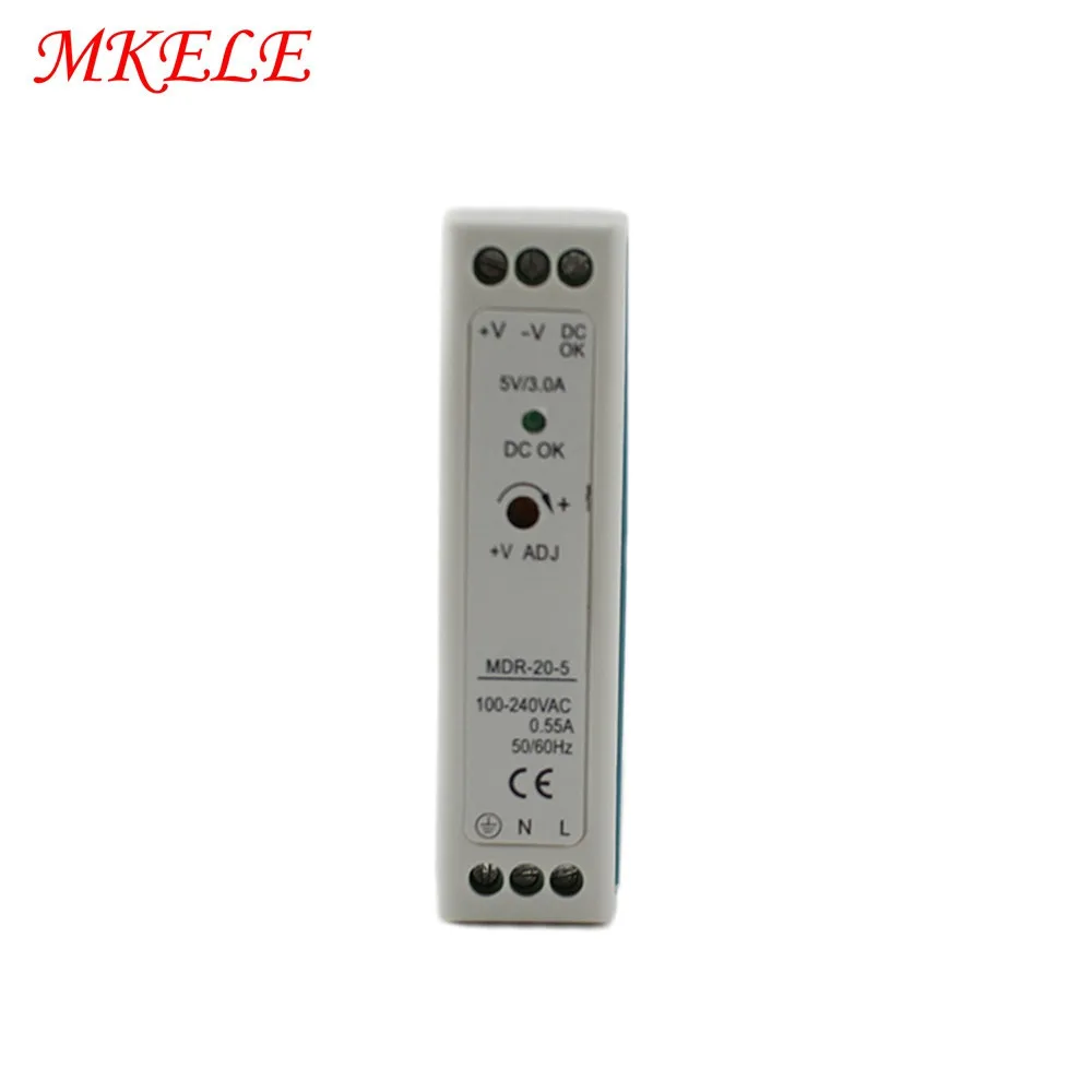 

Free Shipping Single Output Din Rail LED Driver Switching Power Supply MDR-20 20W 5V 12V 15V 24V