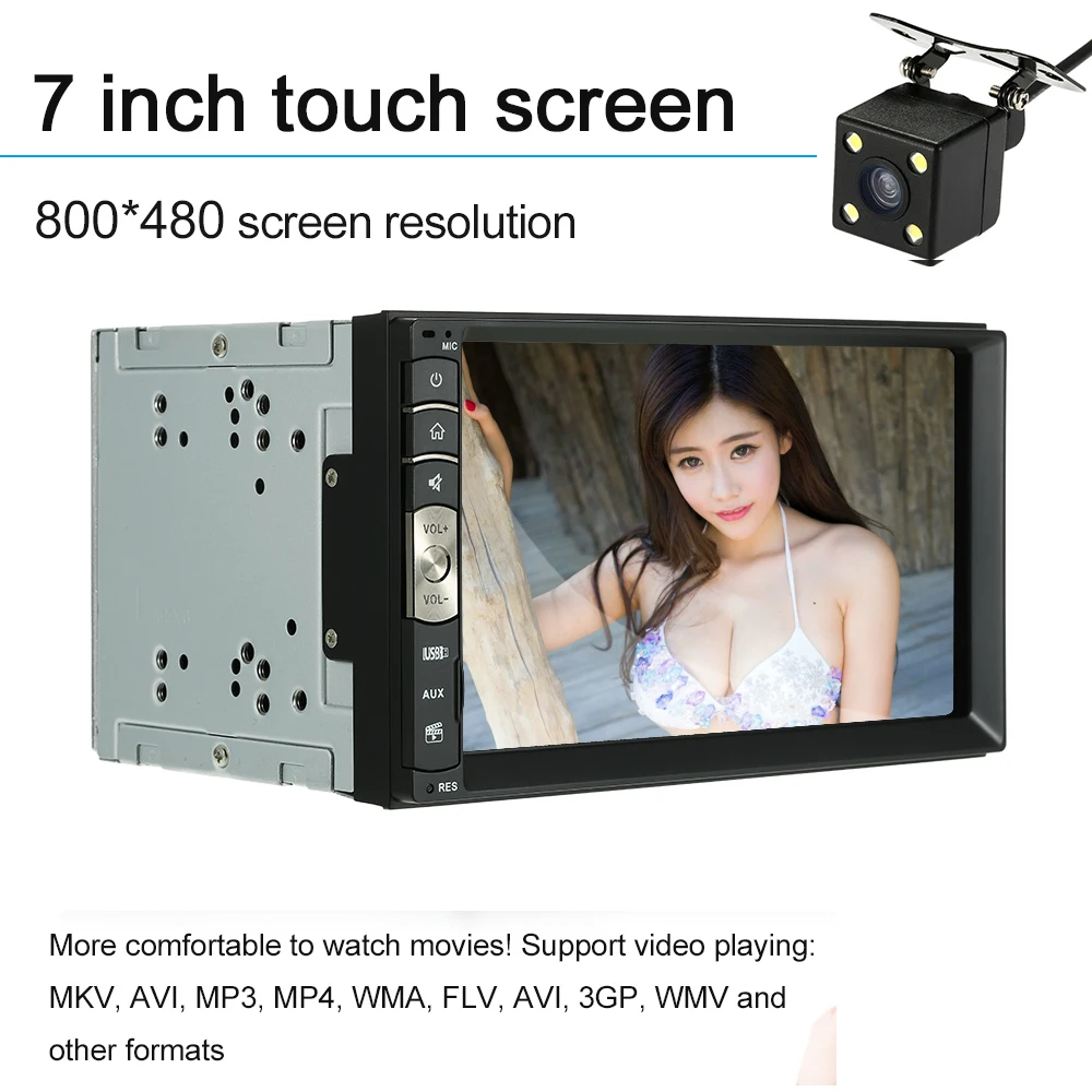 

2 Din 7" Universal Car Stereo Radio MP5 Player Car Multimedia Entertainment HD BT USB/TF AM/FM Aux Input with Remote Controller