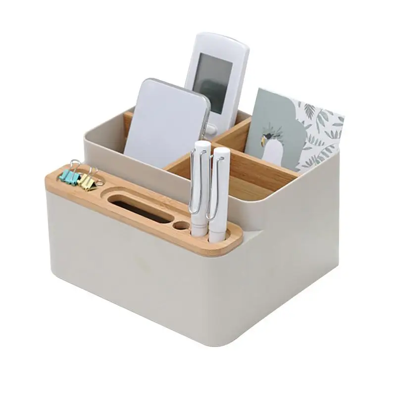 

Pandapark Modern Simple Bamboo Storage Box Multi - Functional 5 Grid Desktop Organizer Remote Controller Cosmetic Storage Boxes